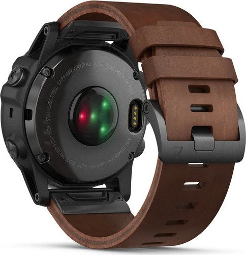 Garmin Fenix 5X Plus Sapphire grau mit Lederarmband