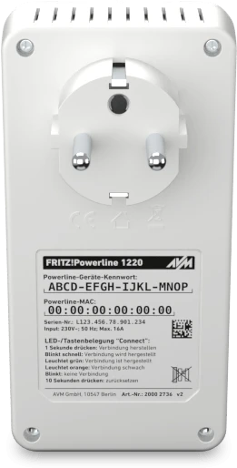FRITZ! FRITZ!Powerline 1220 / FRITZ!Powerline 1220E, HomePlug AV2, 2x RJ-45
