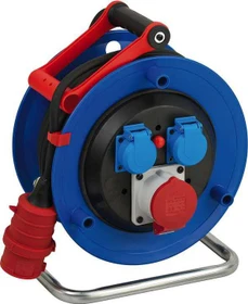 Brennenstuhl Garant CEE 1 Kabeltrommel, CEE 400V/16A auf 2x Schuko + 1x CEE 400V/16A, 30m, IP44, H07RN-F 5G1,5