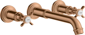 Hansgrohe Axor Montreux 3-Loch Waschtischarmatur für Wandmontage und Kreuzgriffen brushed bronze