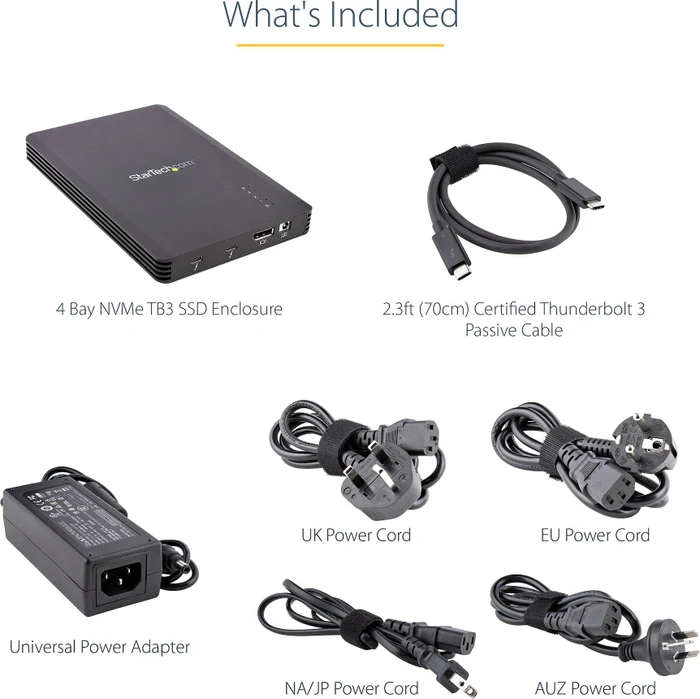 StarTech 4 Bay NVMe Enclosure, M.2, Thunderbolt 4 / USB4/DisplayPort