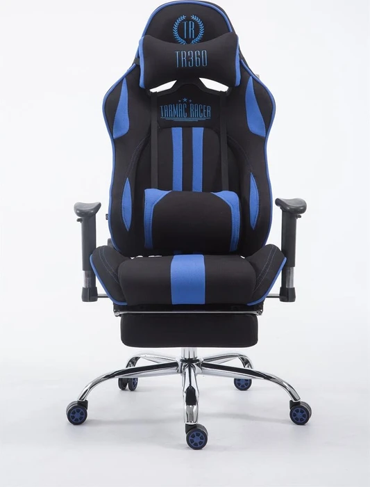 CLP Racing Limit Stoff Gamingstuhl mit Fußstütze, schwarz/blau