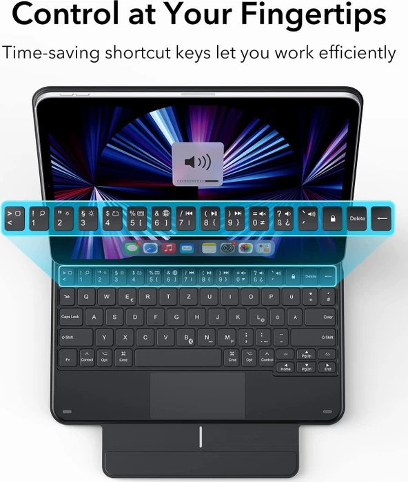ESR Rebound Magnetische Keyboard Hülle für iPad Air 4/iPad Air 5/iPad Pro 11", schwarz, DE