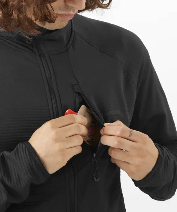 Salomon Essential Lightwarm Hooded Jacke deep black (Herren)