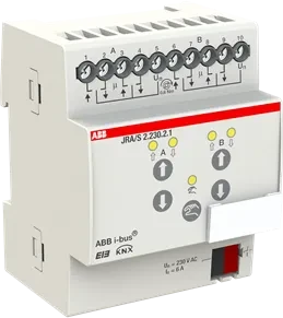 ABB JRA/S2.230.2.1 Jalousie-/Rollladenaktor 2-fach, 230V, 6A, 4TE REG, Schaltaktor