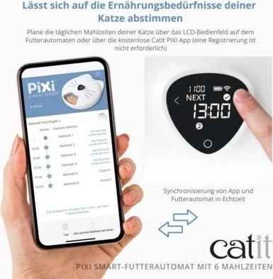 Catit PIXI Smart-Futterautomat mit 6 Mahlzeiten, Kühleinsatz, WLAN, weiß