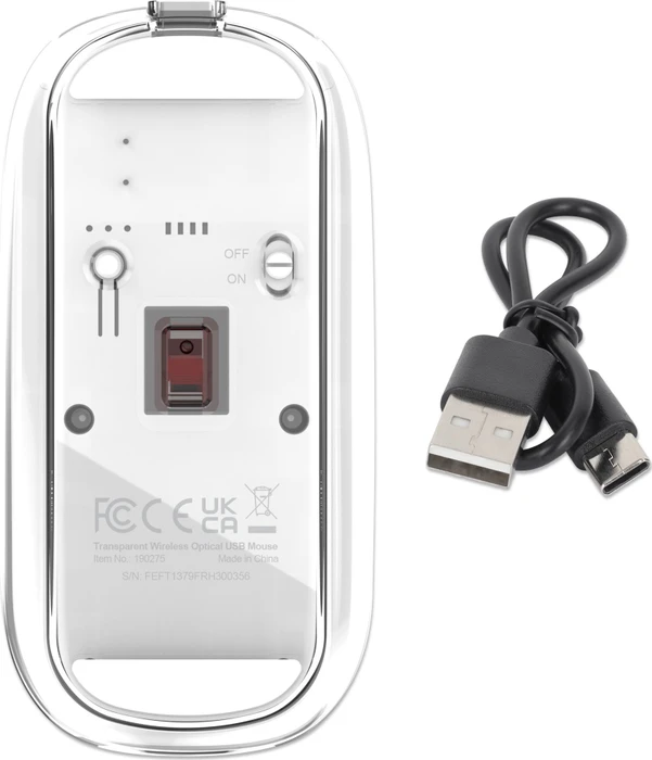Manhattan Transparent Rechargeable Wireless Mouse, transparent/weiß, USB