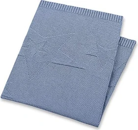 Sterntaler Strick-Schmusedecke mit eingestrickten Sternen blau