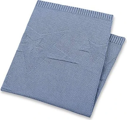 Sterntaler Strick-Schmusedecke mit eingestrickten Sternen blau