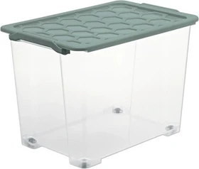 Rotho Evo Safe Keeping Aufbewahrungsbox, 65l, transparent/mistelgrün, inkl. Deckel