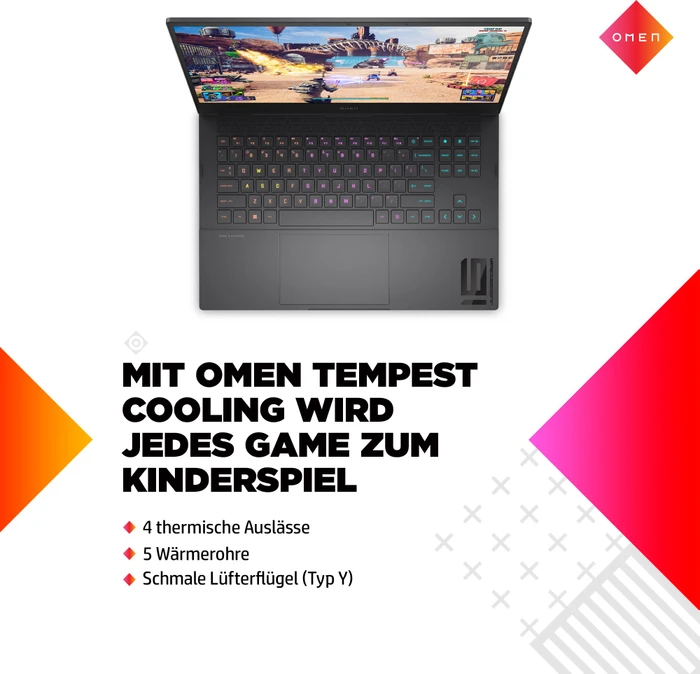 HP OMEN by HP Laptop 16-n0903ng, Mica Silver, Ryzen 7 6800H, 16GB RAM, 1TB SSD, GeForce RTX 3070 Ti, DE