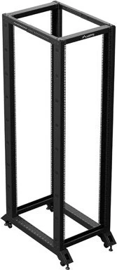 Lanberg Open Rack Series 19" Open Frame Rack 42HE, 4-Pfosten, mit Rollen, Flat Pack, tiefenverstellbar, 550-790mm, RAL 9004, 1000mm tief