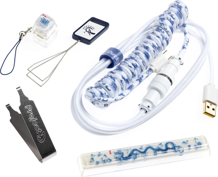 Ducky Year of the Dragon 2024, 65% Layout, weiß/blau, hot-swap, MX2A RGB PURPLE, USB, ND