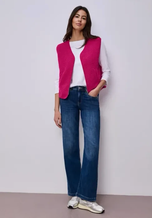 Street One V-Neck aus Teddy-Material Weste magenta dream (Damen)