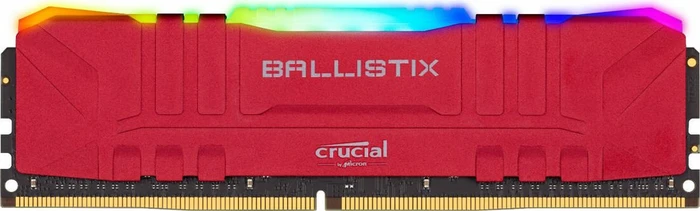 Crucial Ballistix RGB rot UDIMM 16GB Kit, DDR4-3200, CL16-18-18-36, 1RX8