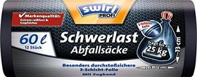 Swirl Reißfest & Dicht Schwerlast-Abfallsäcke 60l, 12 Stück