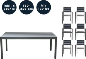 Home Deluxe Sol Madera Gartenmöbel-Set anthrazit, 7-tlg.