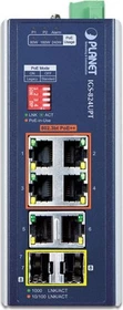 Planet IGS-824UPT Industrial Railmount Gigabit Switch, 6x RJ-45, 2x SFP, 240W PoE++