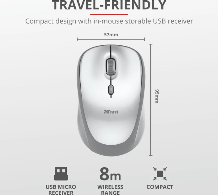 Trust Yvi Wireless Mouse weiß, USB