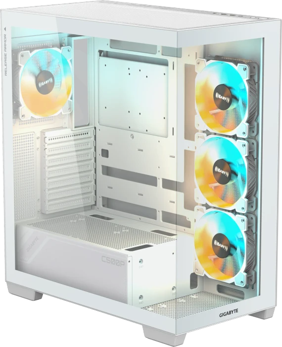GIGABYTE AORUS C500 Panoramic Stealth Ice, weiß, Glasfenster