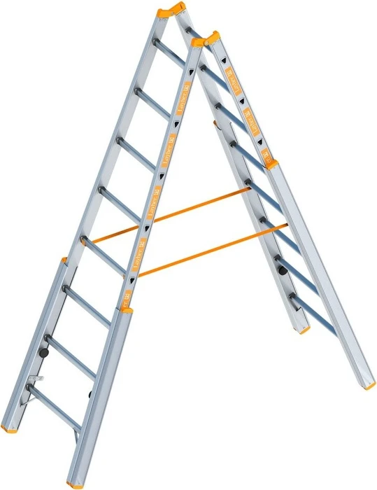 Layher Topic 1061 Alu 2-tlg. Stufen-Stehleiter, 2x 8 Stufen