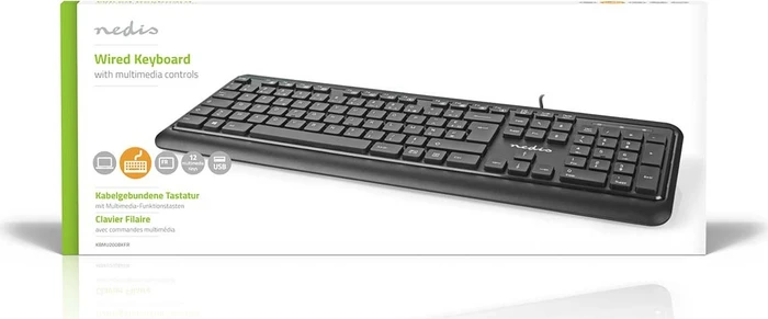 Nedis Multimedia Tastatur, schwarz, USB, FR