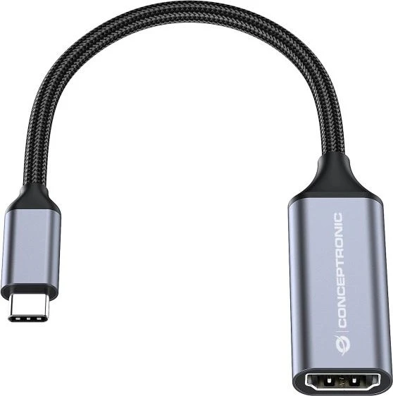 Conceptronic ABBY09G USB-C 3.0 [Stecker] auf HDMI 2.1 [Buchse] 4K, 60Hz, Adapterkabel, grau, 18cm