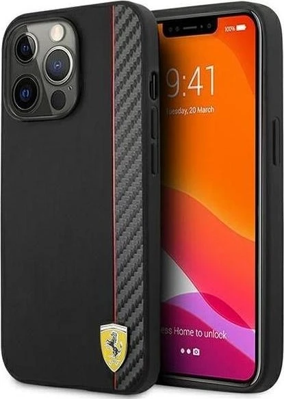 Ferrari Hard Case On Track Carbon Stripe für Apple iPhone 13 Pro schwarz