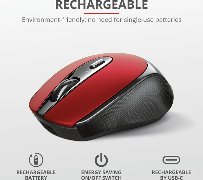 Trust Zaya Rechargeable Wireless Mouse rot/schwarz, USB