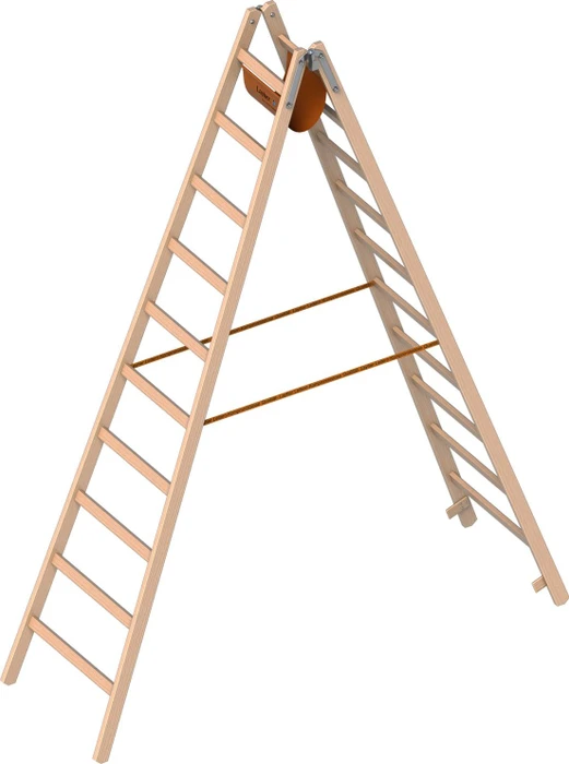 Layher Topic 1038 Holz 2-tlg. Stehleiter, 2x 10 Stufen