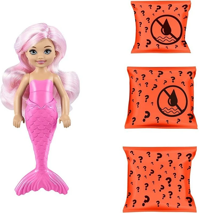 Mattel Barbie - Color Reveal Chelsea Meerjungfrau-Puppe mit 6 Überraschungen