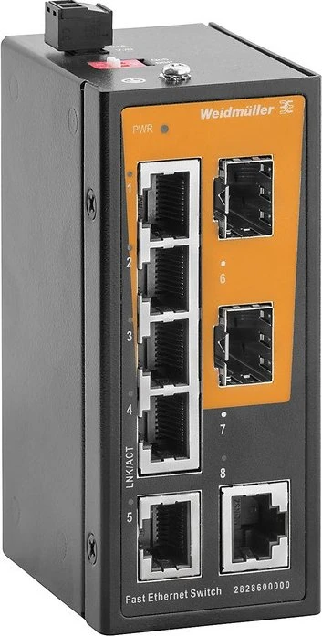 Weidmüller ELB-Series Industrial Railmount Switch, 6x RJ-45, 2x SFP