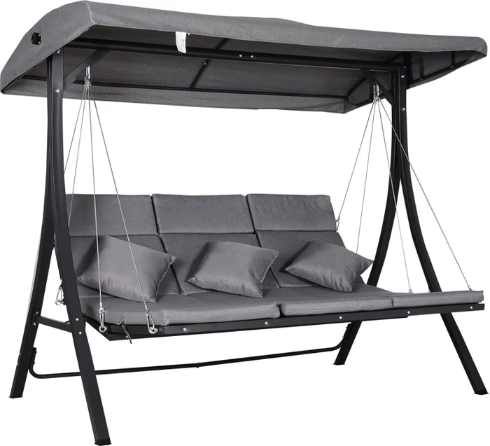 Outsunny Hollywoodschaukel 3-Sitzer grau