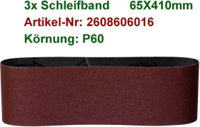 Bosch Professional X440 Best for Wood and Paint Schleifband K60, 65x410mm, 3 Stück