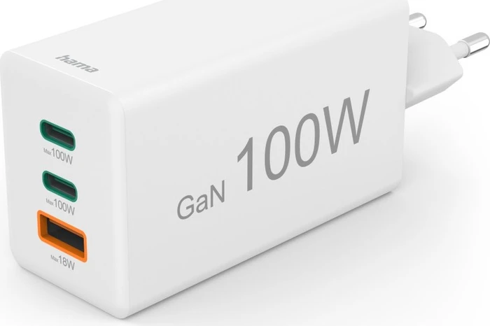Hama GaN Schnellladegerät, USB-C/USB-A, 2x USB-C + 1x USB-A, 100W, weiß