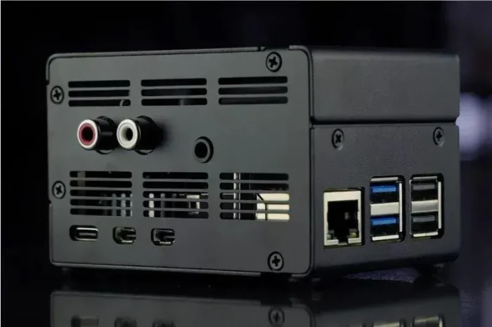 KKSB Gehäuse für Raspberry Pi 5, kompatibel mit IQaudio DAC+ und IQaudio DAC Pro Sound Cards, schwarz