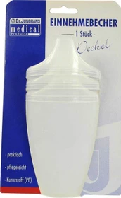 Dr. Junghans Medical Einnehmebecher mit Griff und 3x Deckel 4+8+12mm milchig, 250ml