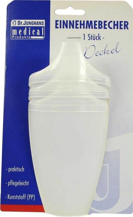 Dr. Junghans Medical Einnehmebecher mit Griff und 3x Deckel 4+8+12mm milchig, 250ml