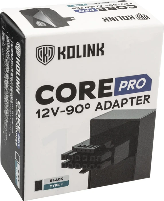 Kolink Core Pro 12V-2x6 Winkeladapter 90°, Typ 1, Sense-Pins an der Oberseite, schwarz