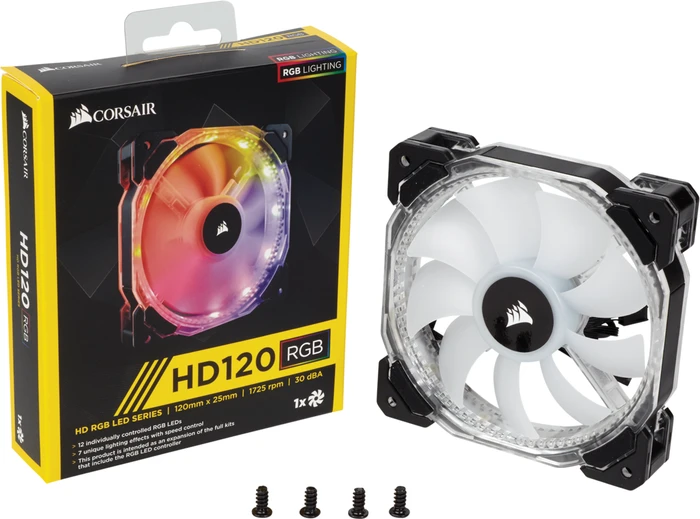 Corsair Air Series HD120 LED RGB High Static Pressure PWM, LED-Steuerung, Lüftersteuerung, 120mm