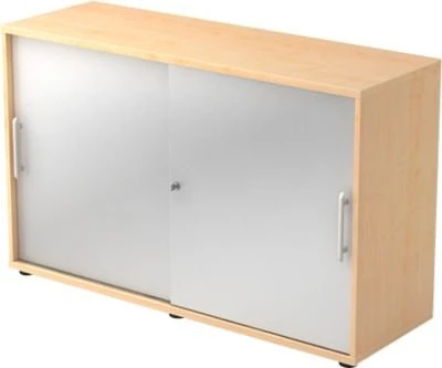 Hammerbacher Schiebetürenschrank 2OH V1752S, Relinggriff, ahorn/silber, Aktenschrank