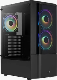 AeroCool Quantum [V2], schwarz, Lüfter LED Fixed RGB, Glasfenster