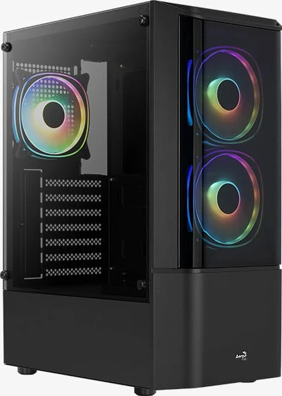 AeroCool Quantum [V2], schwarz, Lüfter LED Fixed RGB, Glasfenster