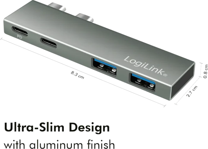 LogiLink 4-Port Dockingstation, 2x USB-C 3.0/2x USB-A 3.0, 2x Thunderrbolt 3 [Stecker]
