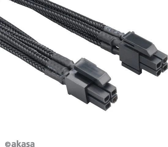 Akasa Flexa P8, 4/8-Pin ATX Verlängerungskabel, 400mm, sleeved schwarz