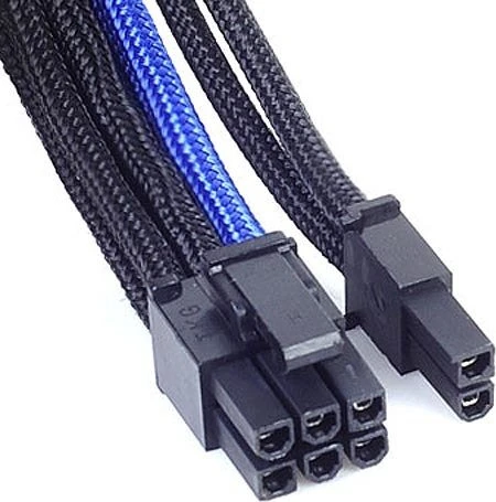 SilverStone PP07-PCIBA, 6/8-Pin PCIe Verlängerung 250mm, sleeved schwarz/blau