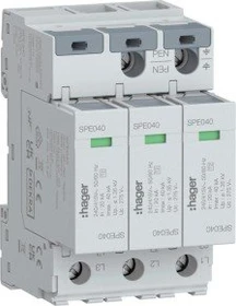 Hager Überspannungsableiter 3P T2 TNC Uc 275V In 20kA Imax 40kA