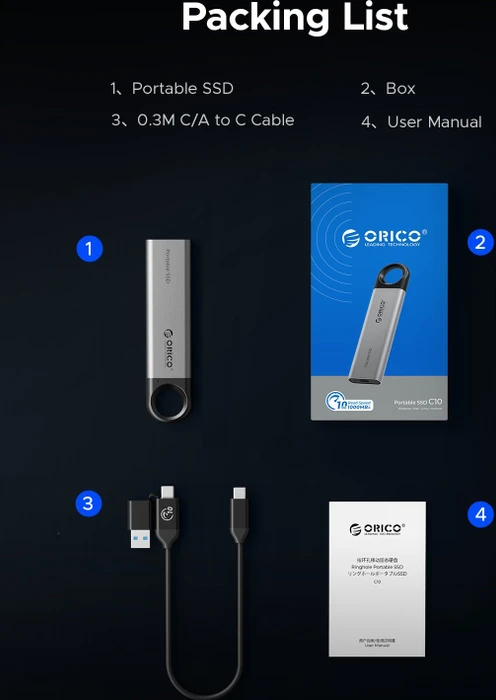 Orico C10, 256GB, USB-C 3.1