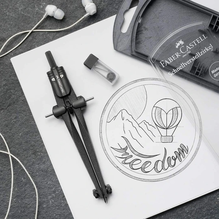Faber-Castell Stream Schnellverstellzirkel, blackstone, Etui