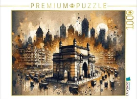 Calvendo Mumbais Gateway in sepiafarbenen Aquarellschattierungen durch KI erschaffen